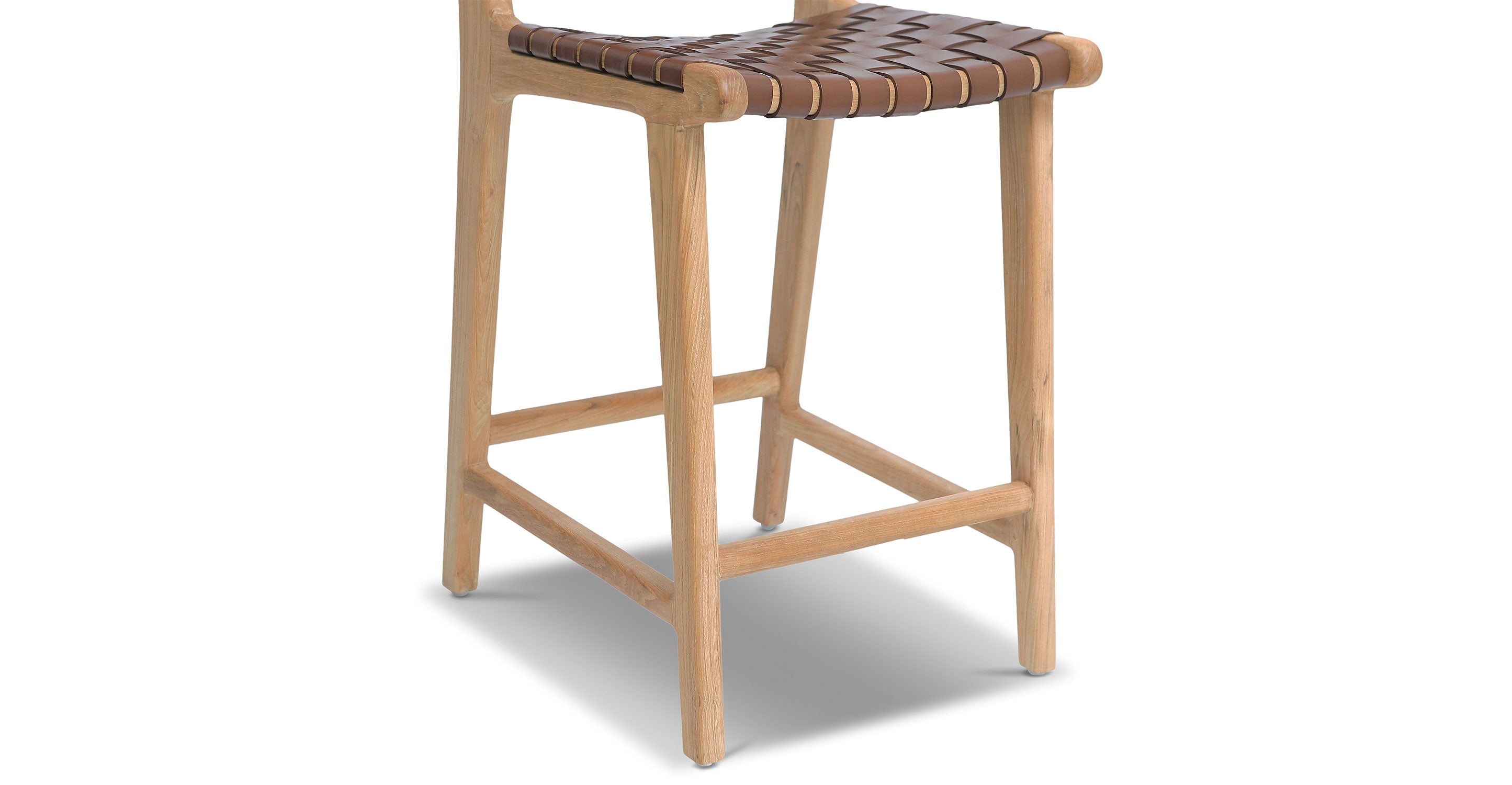 Banda Teak & Leather Counter Height Stool