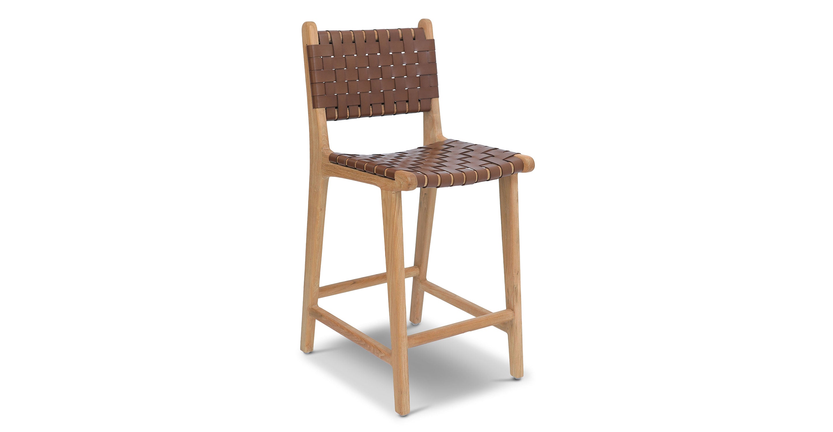 Banda Teak & Leather Counter Height Stool