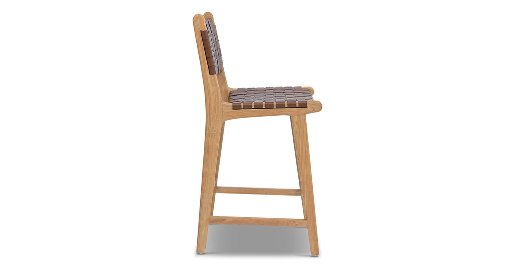 Banda Teak & Leather Counter Height Stool