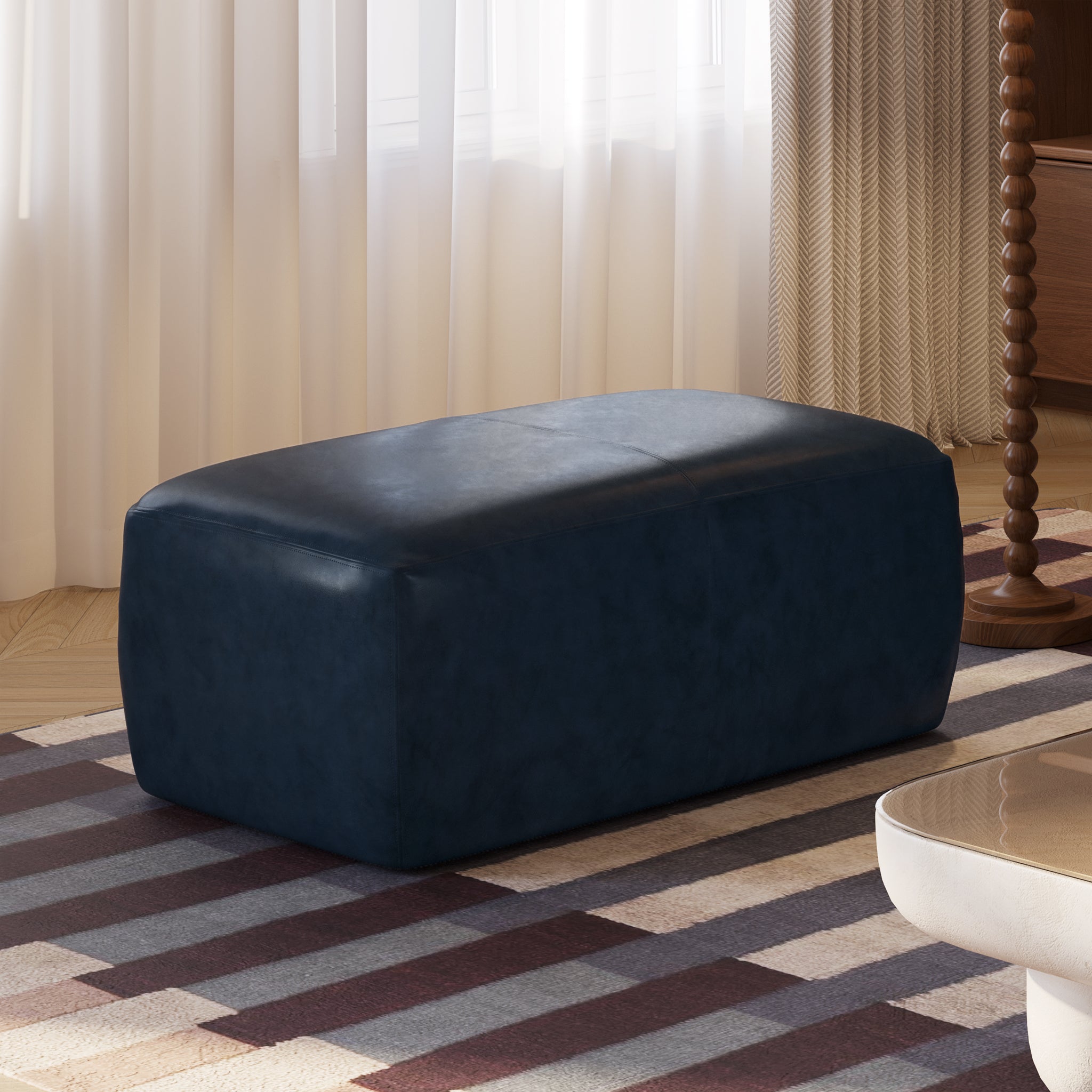 Denver Leather Ottoman