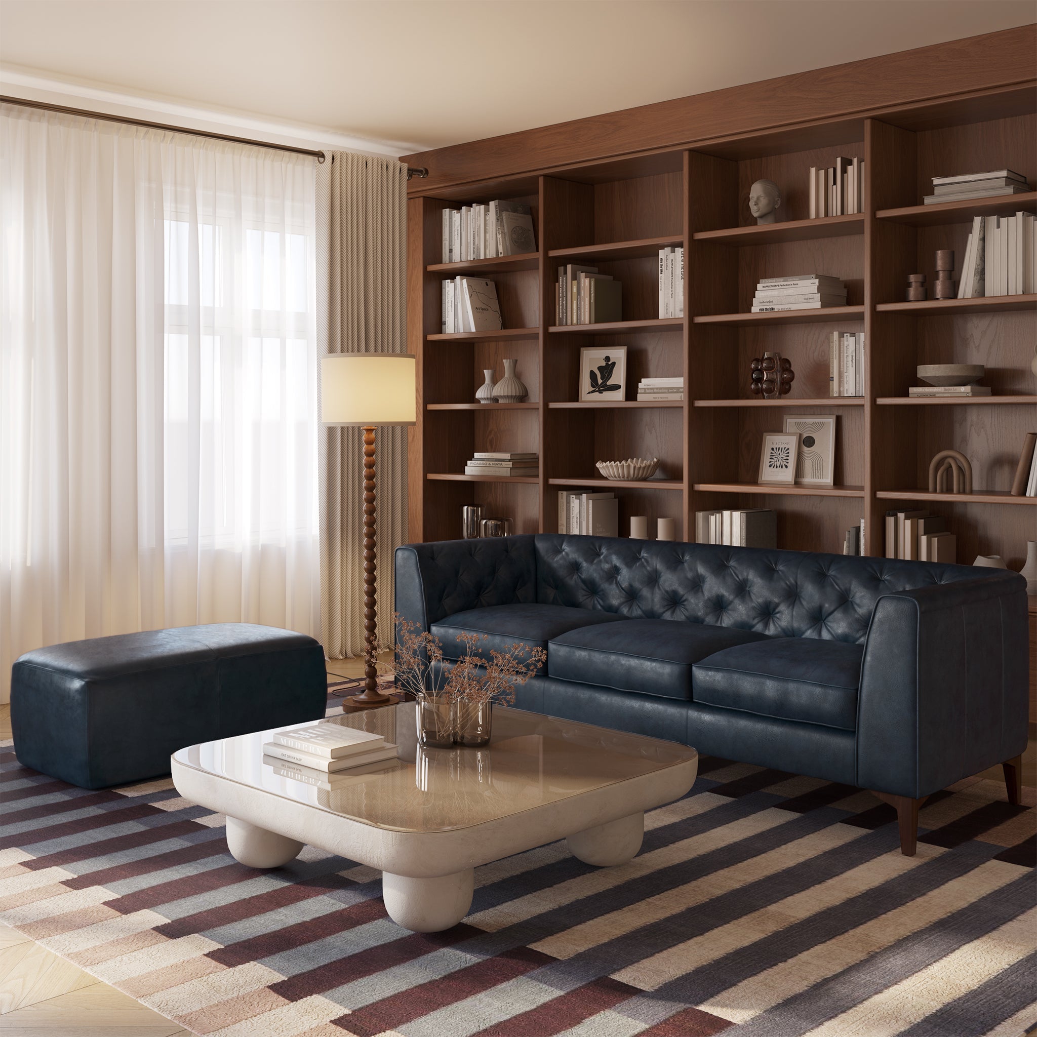 Denver Leather Ottoman