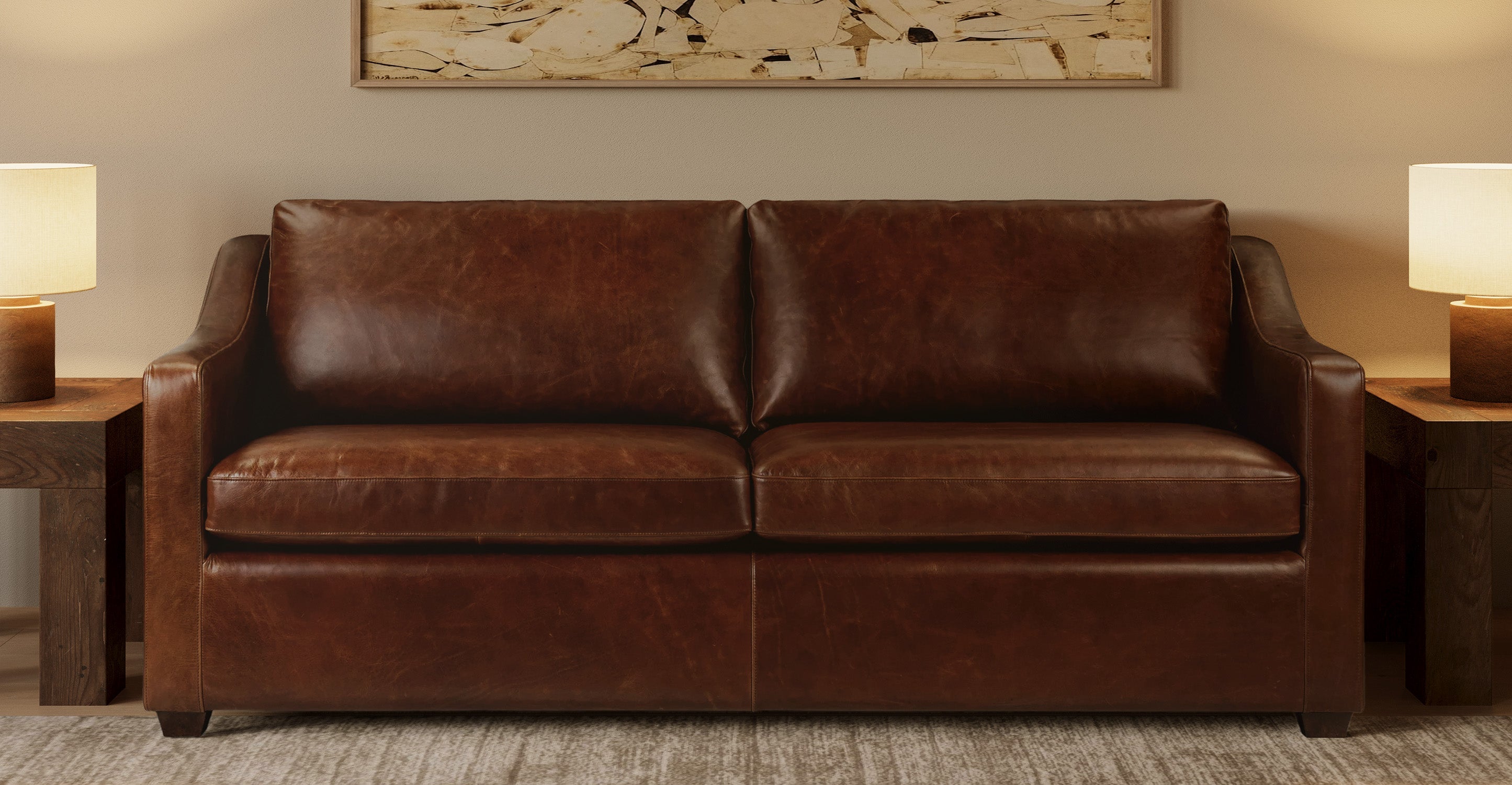 Biltmore Leather Pull-Out Convertible Sleeper Sofa