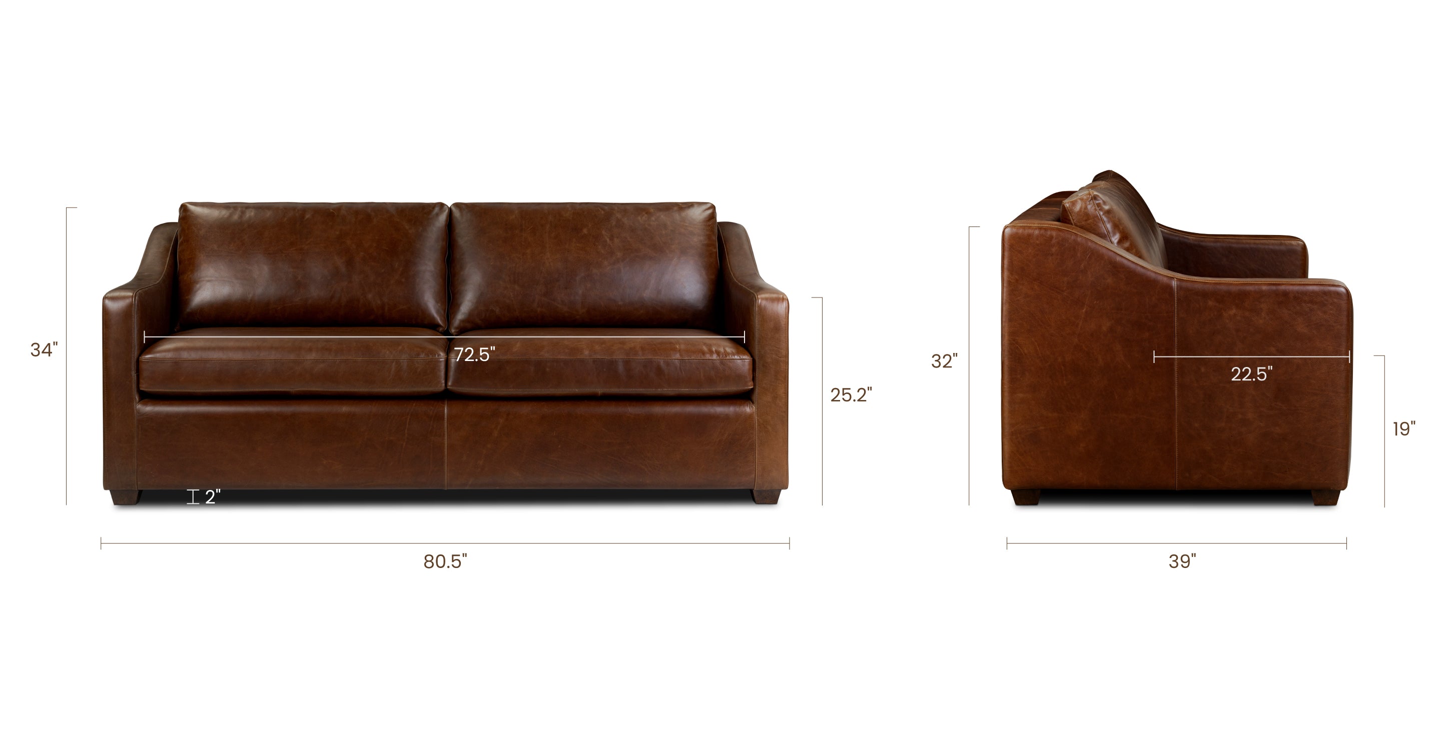 Biltmore Leather Pull-Out Convertible Sleeper Sofa