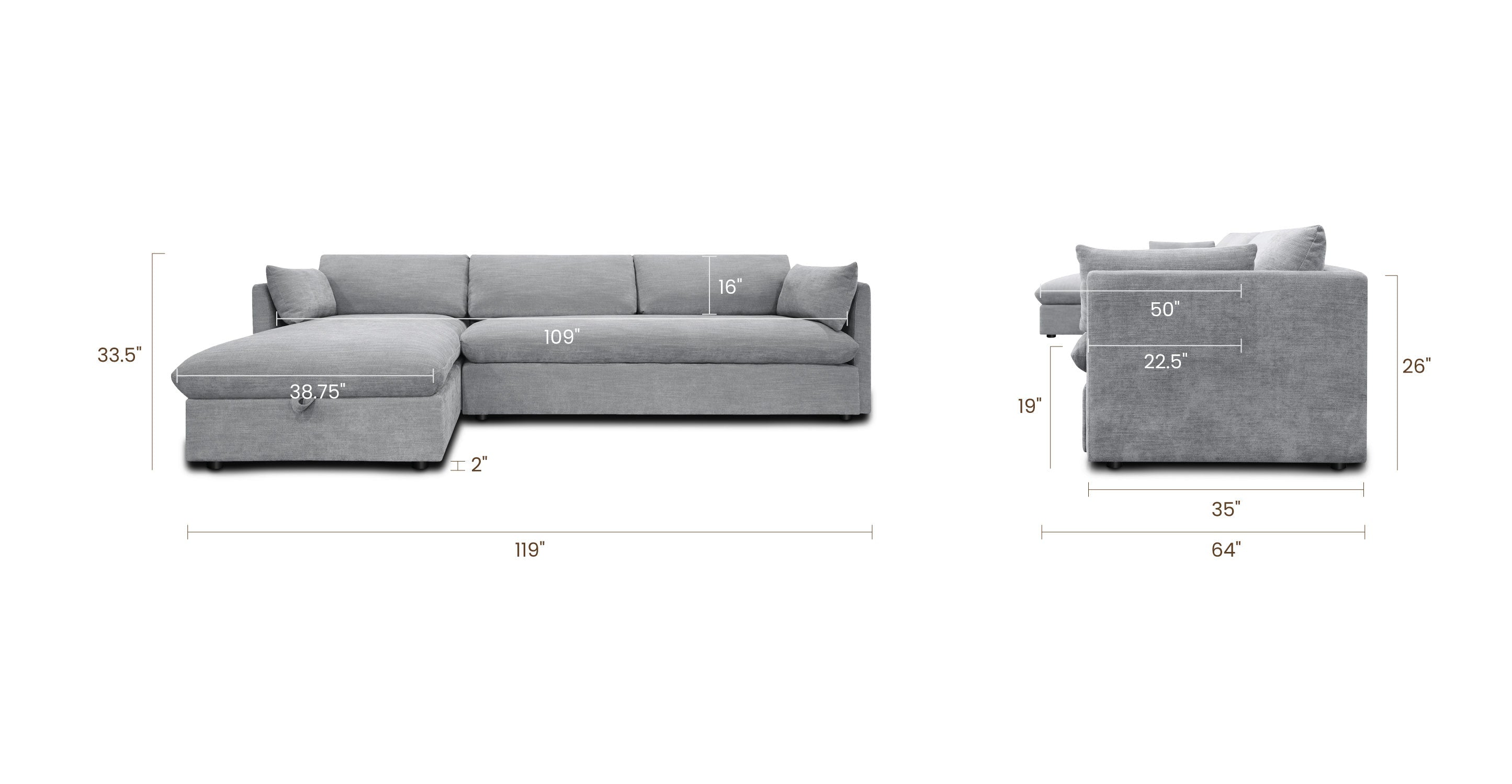 Argos Left-Facing Sleeper Sectional Sofa Bed
