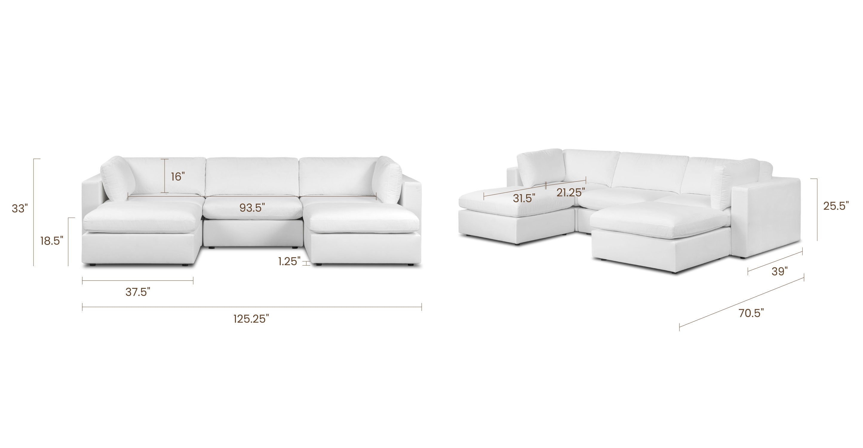5-Seat Vari Modular Double Chaise Sectional